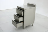 Stainless Steel Cabinet with THREE Pull Out Drawers with splash back EZ Stainless Pty Ltd